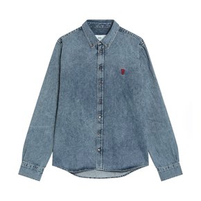 25SS 아미 남성 스몰 하트 로고 버튼 다운 셔츠 데님 USH063 DE0056 480