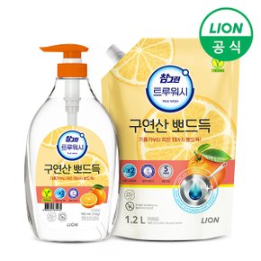 참그린 구연산 물때 제거 트루워시 주방세제 1kg 용기 1개+1.2L 리필 1개 오렌지향/레몬향