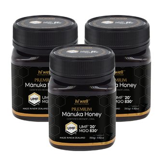 하이웰 프리미엄 마누카 꿀 UMF 20+ 250g 3개 뉴질랜드 마누카꿀 MANUKA HONEY 마누카 허니