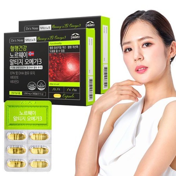 닥터스노트 혈행건강 노르웨이 알티지오메가3 2박스 2개월분