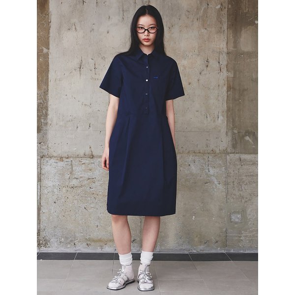 Side Pleats Shirt Dress  Navy (KE5371M07P)