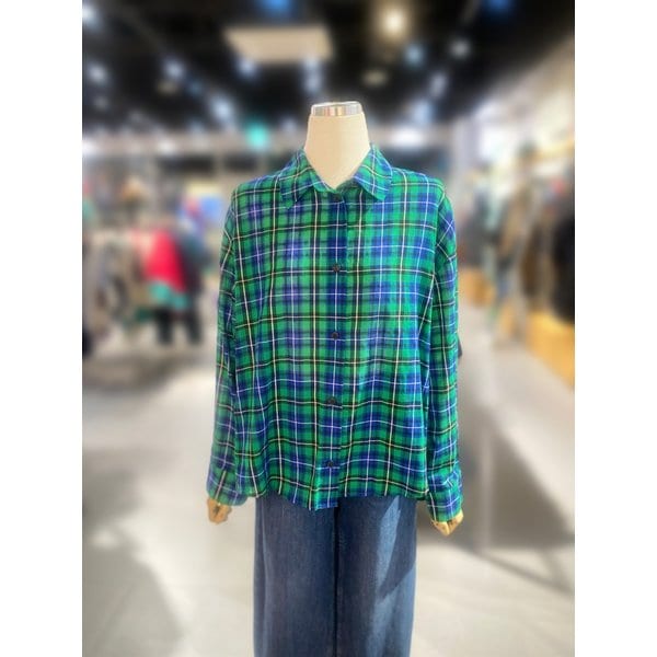 [여주점] 시스루 체크 블라우스 (BABLF1511)