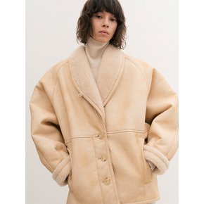 shawl collar shearing jacket (beige)