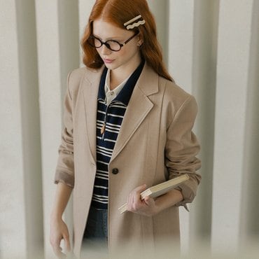 노운베러 Flap pointed one button jacket_Beige