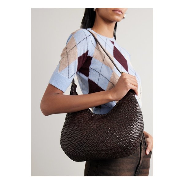 루나 메자 우븐 가죽 숄더 백 다크 브라운 46376663162913513