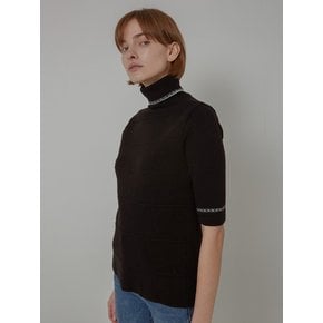 [ELLONARC WHITE] WOOL JACQUARD HIGHNECK KNIT_BLACK