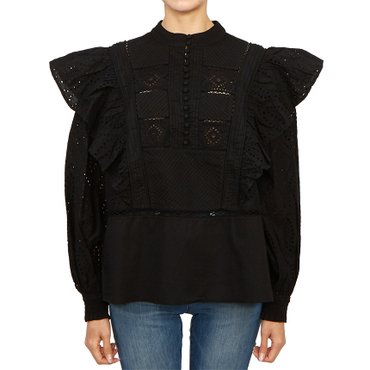 올세인츠 오브리 브로더리 여성 셔츠 WM152Y BLACK