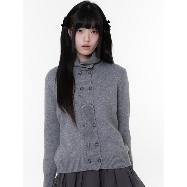 하이넥 더블 버튼 가디건