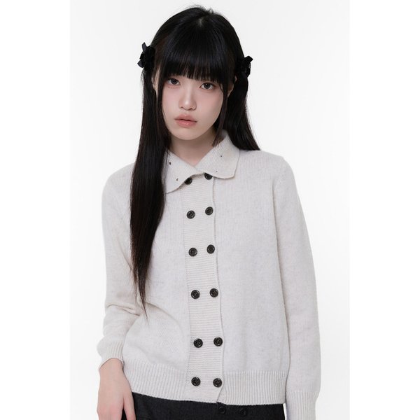 하이넥 더블 버튼 가디건