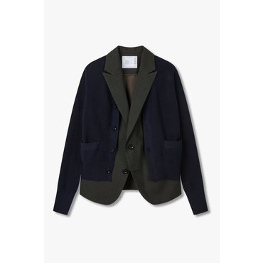 SACAI [사카이]  여성 글렌 체크 블레이저 믹스 가디건 6415331119