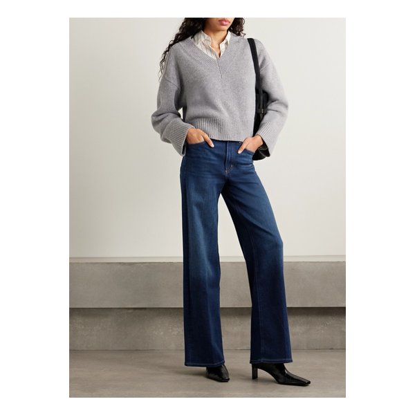 리라 롱 미드라이즈 와이드 진 다크 데님 46376663162899328