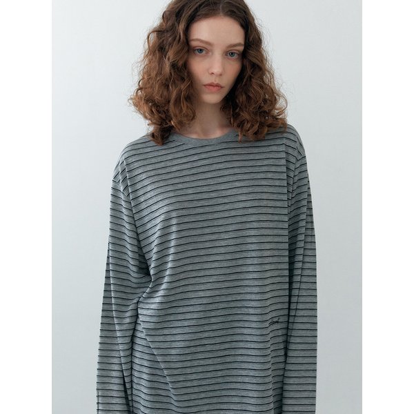 Summer stripe tee_melange gray