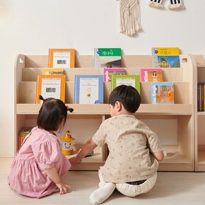 하이드웰 자작원목 전면책장 1200  유아책장 교구장
