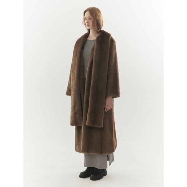 HAZEL LONG FAUX FUR COAT_BROWN