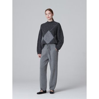 누캐시미어 라쿤울 이중직 테이퍼드 팬츠_GREY