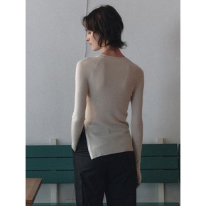[KNIT] Cashmere-blend Ribbed Knit Top
