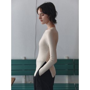 [KNIT] Cashmere-blend Ribbed Knit Top