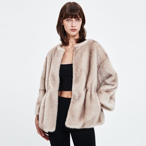 HAVELESS COLETTE FUR JACKET BEIGE