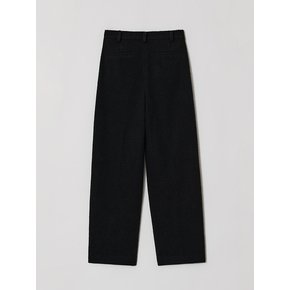 Textured wool pleated wide trouser (Black)