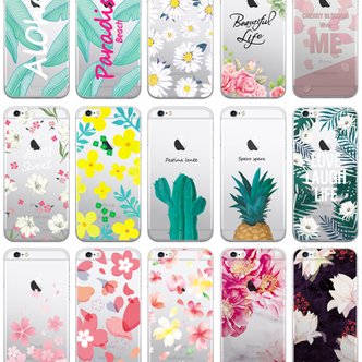  갤럭시엑스커버5 G525 M12 일러스트 예쁜 봄 꽃 플라워 패턴 디자인3 투명 젤리 휴대폰 케이스