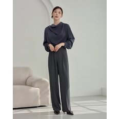 NECK DRAPE BLOUSE CHARCOAL 넥 드레이프 블라우스 차콜