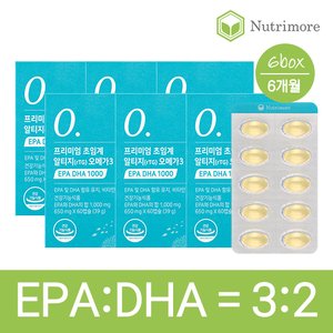 뉴트리모어 프리미엄 초임계 알티지 오메가3 EPA DHA 1000(60캡슐) 6통(6개월)