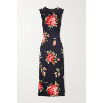돌체앤가바나 플로럴 프린트 새틴 미디 원피스 46376663162959465