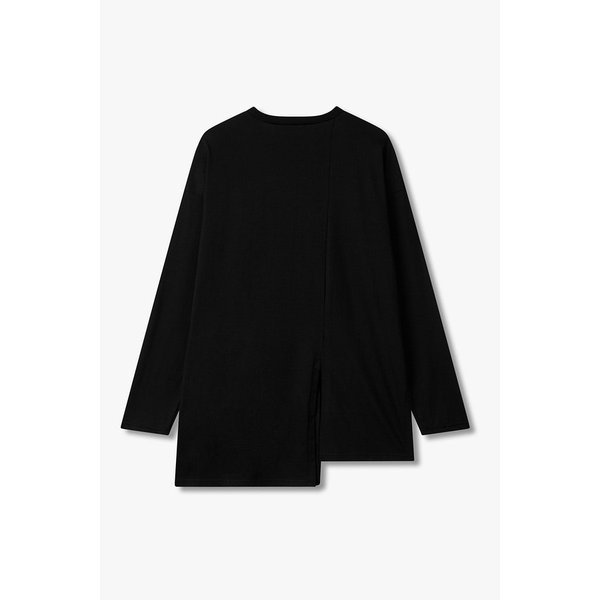 슬릿 디테일 롱 슬리브 티셔츠 (블랙) EN15108014000