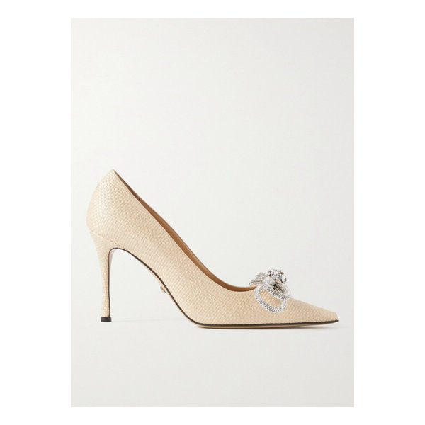 더블 보우 크리스털 장식 라피아 펌프스 뉴트럴 1647597324851174