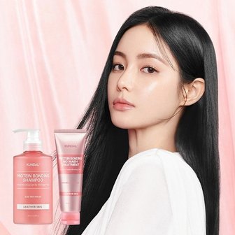 쿤달 프로틴 데미지 케어 샴푸500ml + 노워시 트리트먼트130ml 레더아이리...