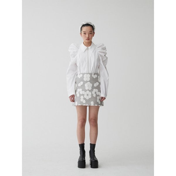 PUFF ZIP-UP SLIM SHIRT_WHITE