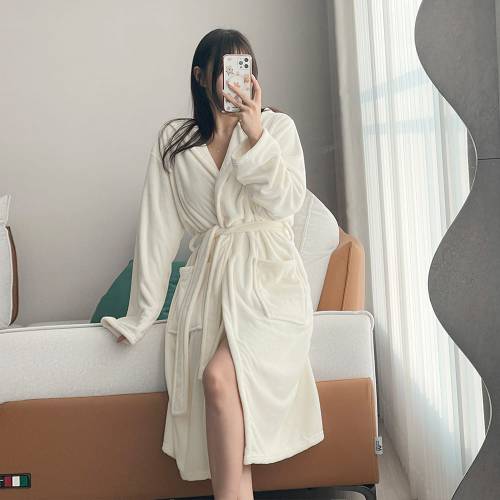 글램핏 / 소프트 뽀송 샤워가운 극세사 로브 빅사이즈 홈웨어 잠옷 커플 선물 2컬러