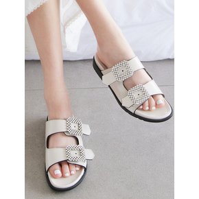 Square Crystal Slippers_Cream