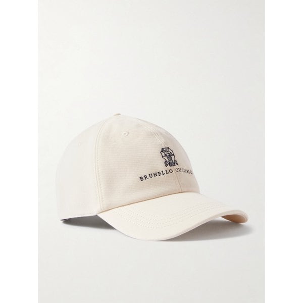 브루넬로쿠치넬리 로고 자수 가죽 트리밍 코튼 트윌 베이스볼 캡 46376663162997984