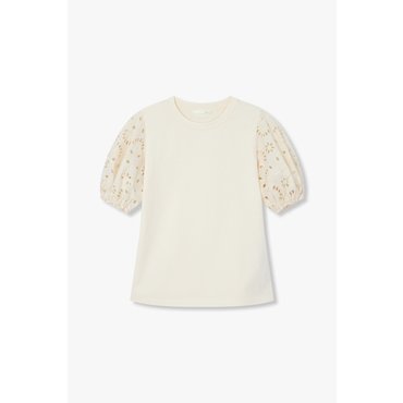 GCUT [지컷25S/S]플라워 아일렛 슬리브 티셔츠(7215240408)