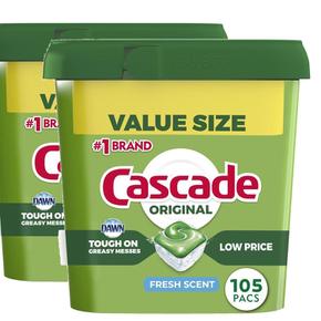 [해외직구] Cascade 캐스케이드 오리지날 식기세척기세제 프레쉬향 105입 2팩