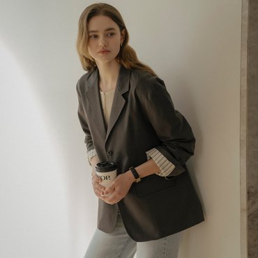 틸아이다이 Basic two-button overfit cotton jacket_Dark gray