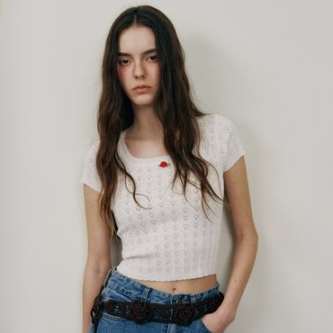 레이브 Heart Pattern Rose Knit Top VK5MP802_2color
