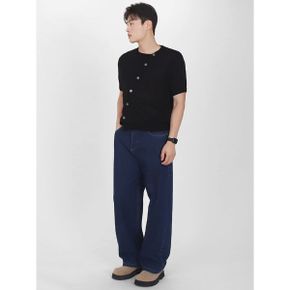 남성 간절기 유니크 사선단추 린넨 반팔니트 가디건 SOP087_P432290433