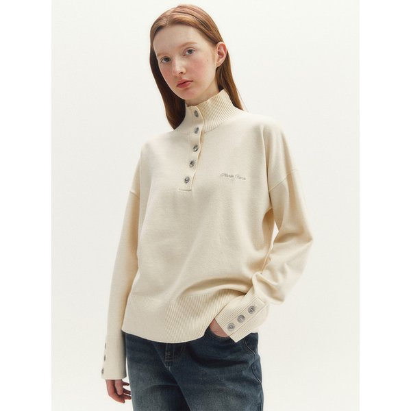 마리 루즈핏 버튼 터틀넥 니트(MAFDKN21MIV)