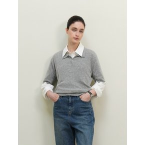 logo collar knitwear - Gray