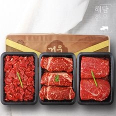 [명절 후 배송][냉장][해담한우] 1등급 한우 구이정육세트 2호 1.5kg (등심+국거리+불고기/각 500g)