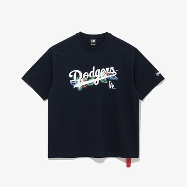 뉴에라 MLB LA 다저스 플라워 스크립트 티셔츠 이브닝 블루 14679826