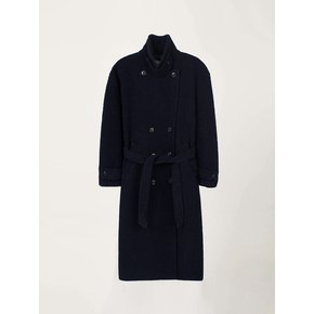 ALPACA BELTED DOUBLE COAT_NAVY