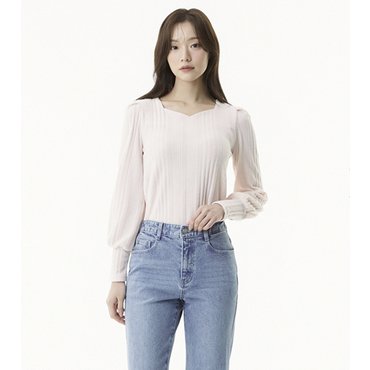 플라스틱아일랜드 골지 하트넥 티셔츠 (PR2CL331)