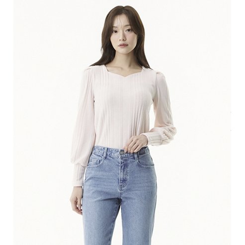 플라스틱아일랜드 골지 하트넥 티셔츠 (PR2CL331)