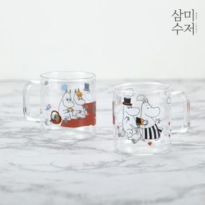 무민 프렌즈 글라스 머그잔 380ml 2P 선물세트