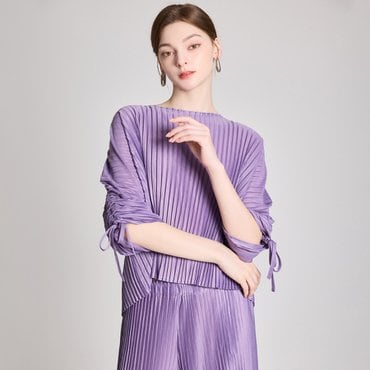 요이츠 스트링 셔링 포인트 루즈핏 플리츠 블라우스_YI06WNPBL50