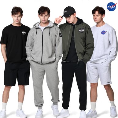 [NASA 나사]  반팔티/반바지/면바지/조거팬츠/맨투맨/후디/ 양면항공점퍼/우븐팬츠/상하세트 50종