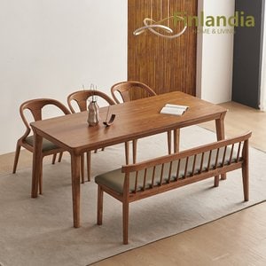 핀란디아 애쉬 6인 원목식탁세트(의자3+벤치1)